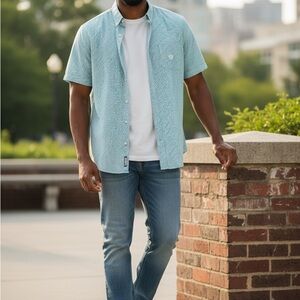 Chaps Men's Aqua Button Down Shirt